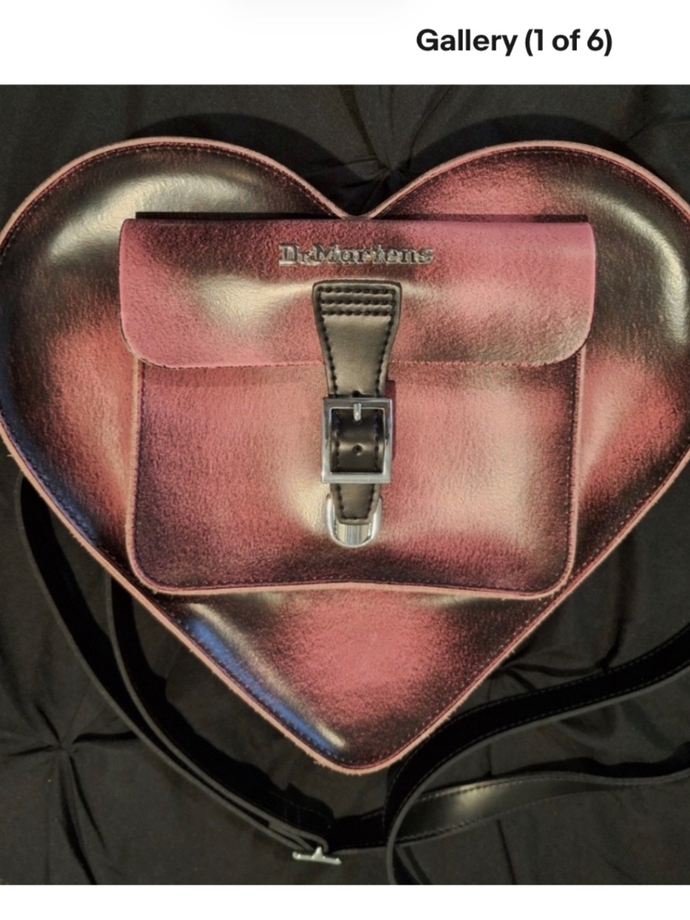 Dr. Martens Metallic Burgundy Heart Crossbody Bag